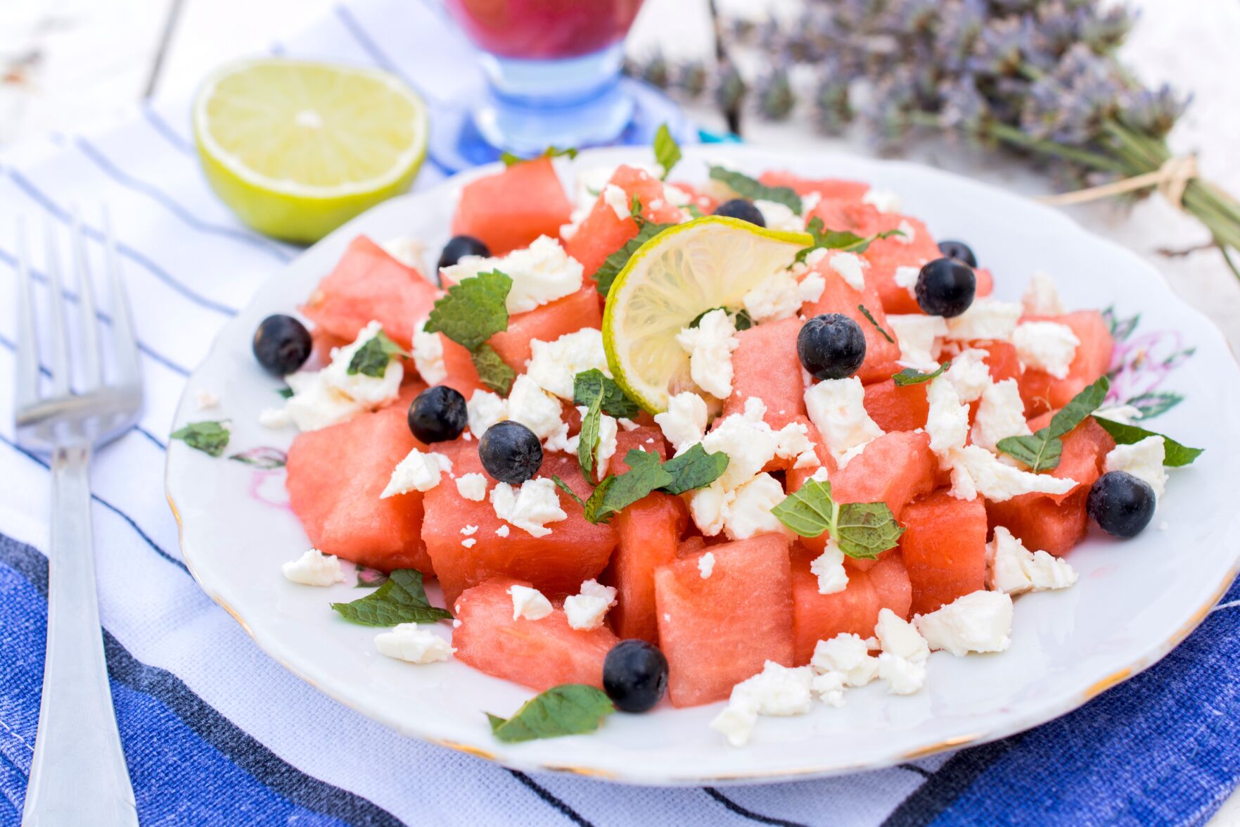 Watermelon and cheese salad